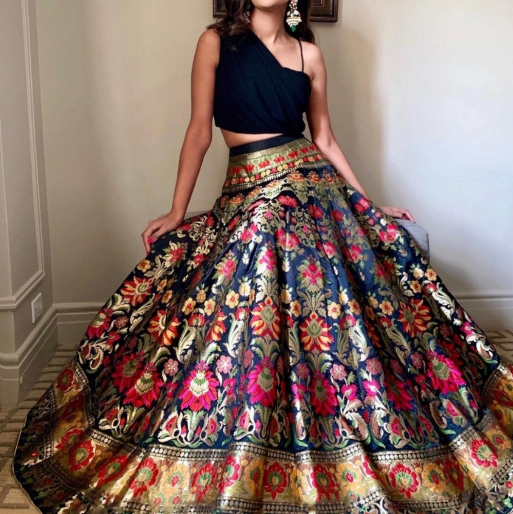 Black navy blue Indian lehenga choli garba dress navratri lehenga choli Indian